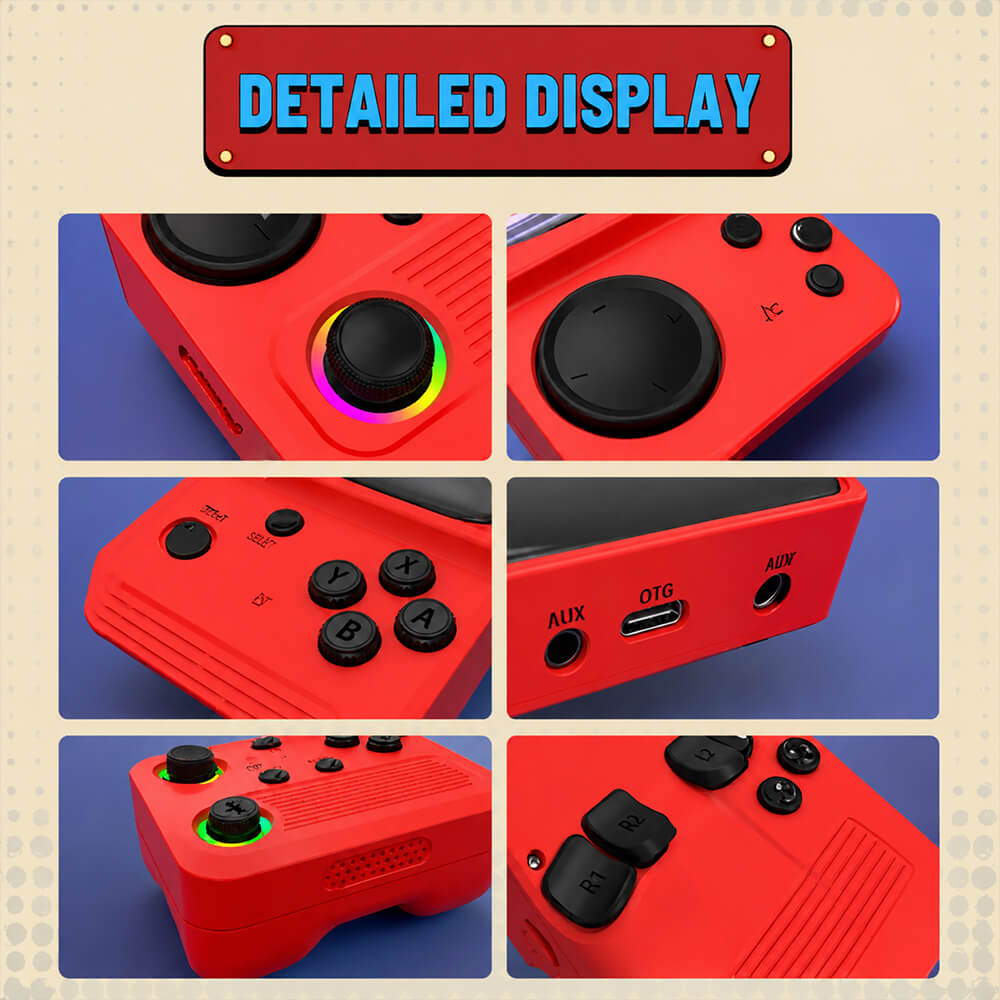 R36T Handheld Game Console Built-in 18000+ Games with 3000mAh Battery and RGB Light Joystick For Players