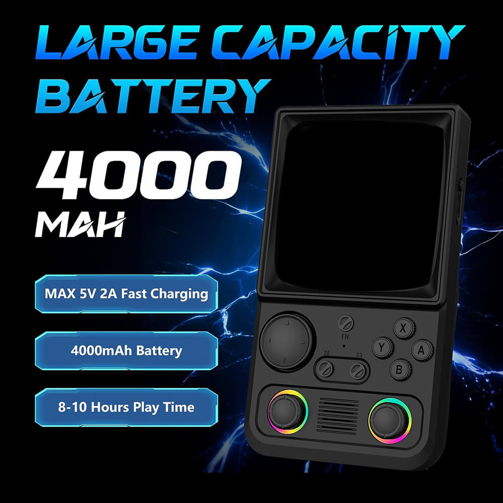 R36T MAX Portable Handheld Game Console 128GB SD Card Game Console with RK3326 Chip and 4000mAh Battery For Game Enthusiasts