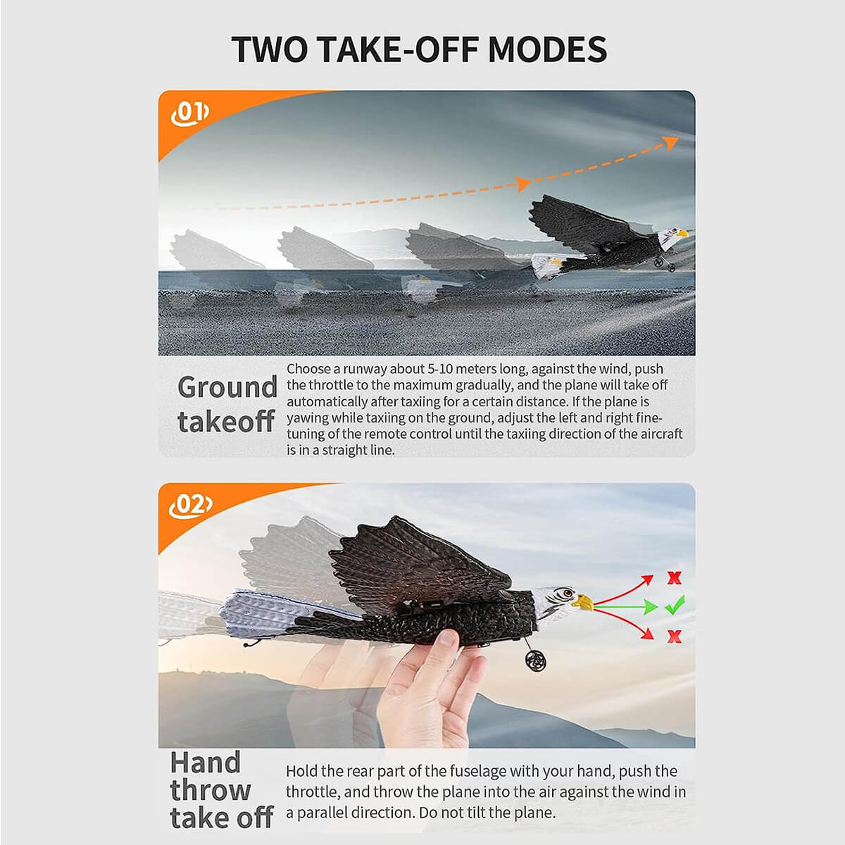 2.4Ghz RC Airplane Remote Control Eagle Wingspan Eagle Bionic Aircraft RC Glider