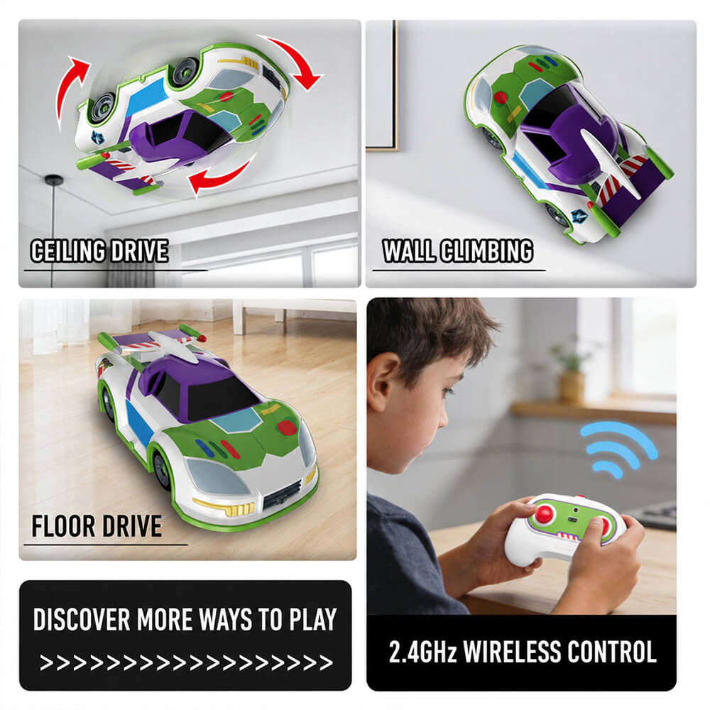 2.4GHz RC Car Wall Climbing RC Stunt Car with 360° Rotation and  LED Lights For Kids 3+
