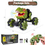 Kids RC Dinosaur Car Rechargeable Monster Truck 360°Rotation Stunt Drift Racing Car with Music and Lights
