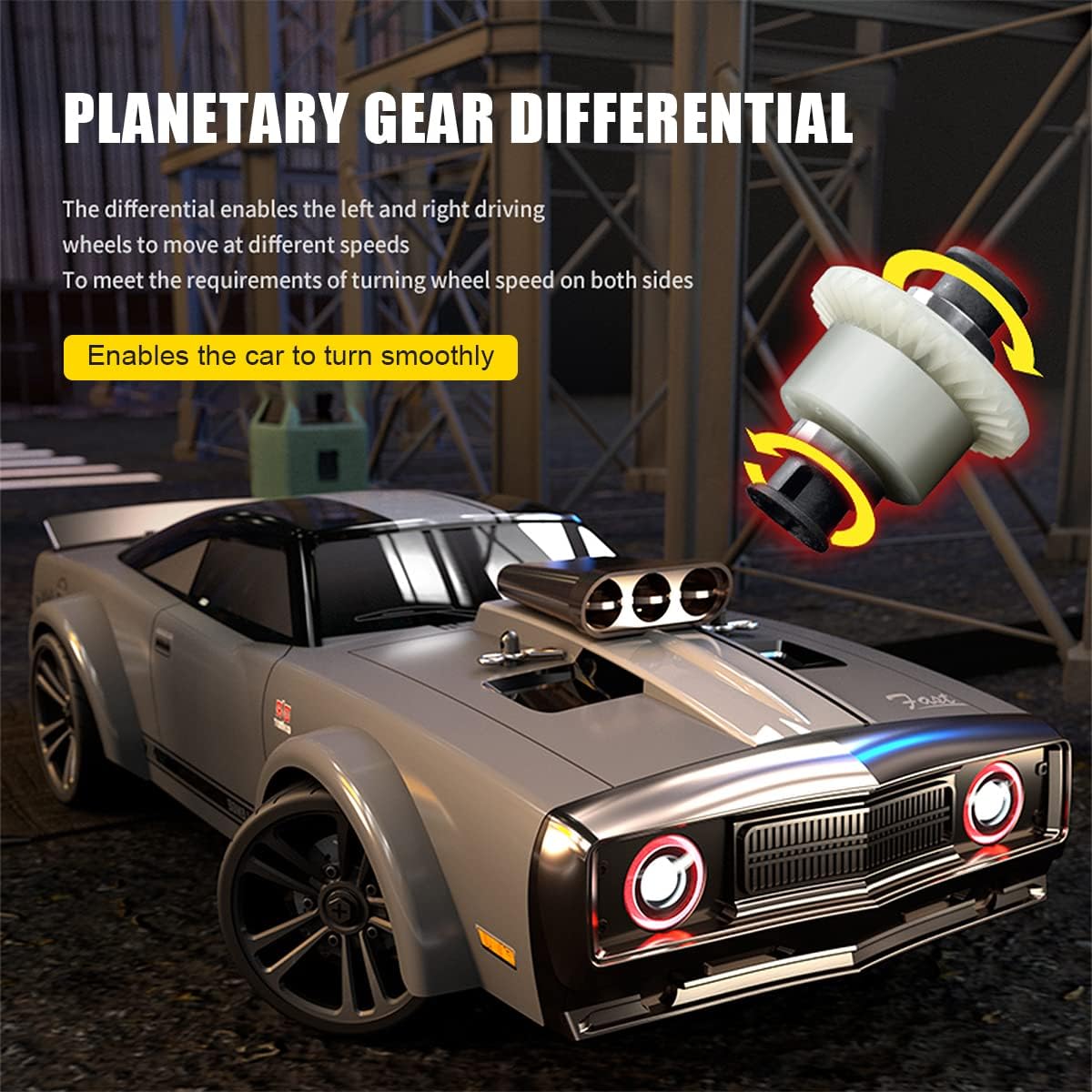 1/16 RC Drift Cars 35KM/H Fast RC Car 4WD Retro RC Racing Trucks Muscle Drag Car with Fantastic Headlights