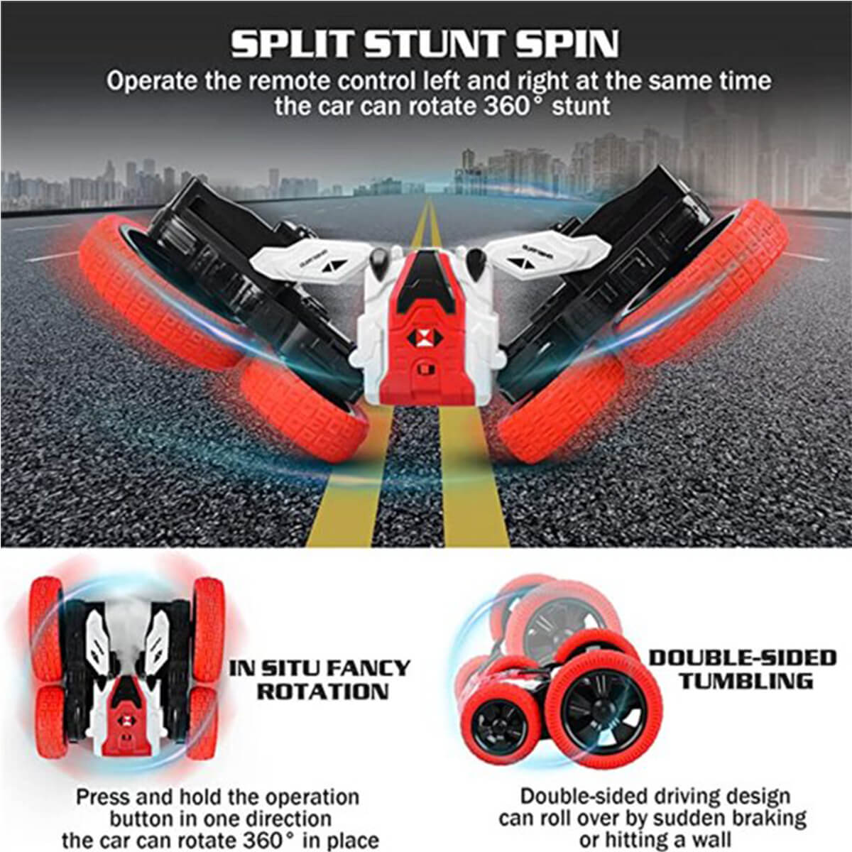 4WD RC Car Spin Stunt Car 360 Degree Rotating Remote Control Car Double Sided Flips Vehicles