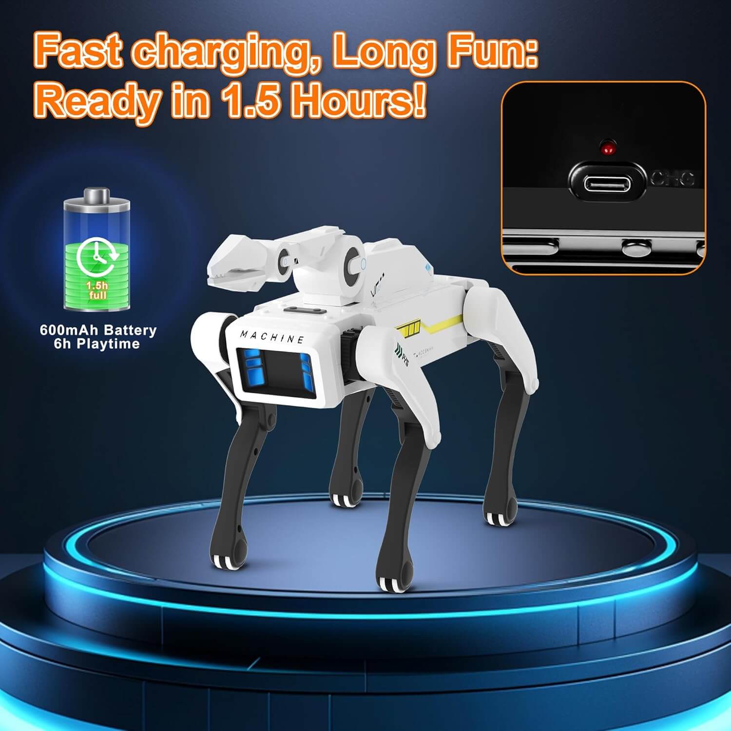 2.4G RC Robot Dog with Gripper Arm AI Smart Mechanical Toy Programmable Stunt Robot Pet for Kids