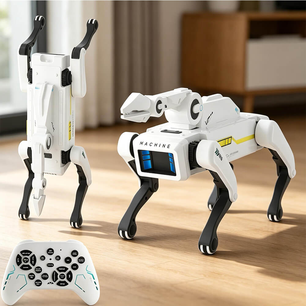 2.4G RC Robot Dog with Gripper Arm AI Smart Mechanical Toy Programmable Stunt Robot Pet for Kids