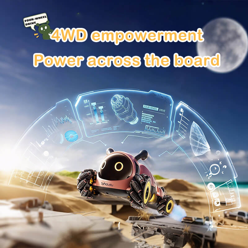 2.4 GHz RC Stunt Car Spray Remote Control Caterpillar 4WD 360° Rotation Car with Music Lights