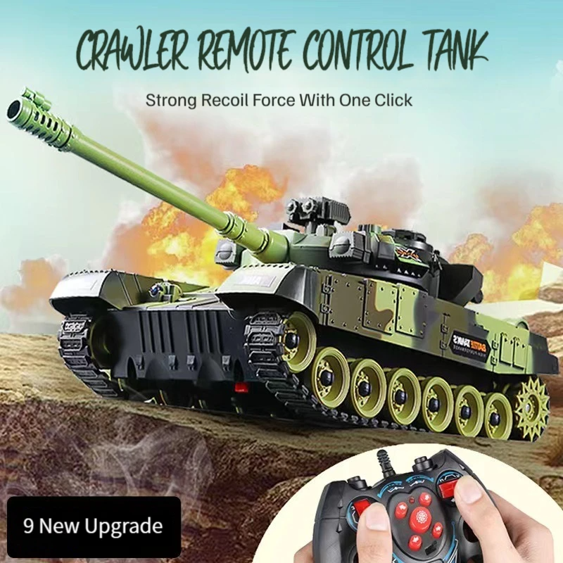 Simple Rotating Tank 9CH Remote Control Tank 2.4G Tracked Tank 360° Rotating Turret with Li ...