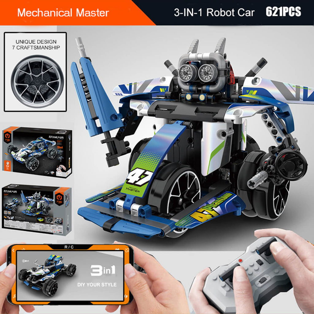 3 in 1 STEM RC Robot Car Building Blocks DIY Kit 4WD Remote Control APP Programming Drift Robot Car