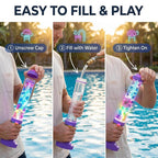 Water Gun Rainbow LED Water Blaster with Remote Control Summer Water Toy for Day and Night Outdoor Play