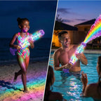 Water Gun Rainbow LED Water Blaster with Remote Control Summer Water Toy for Day and Night Outdoor Play