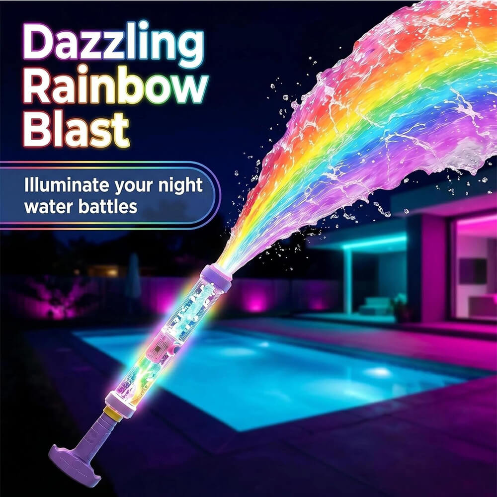 Water Gun Rainbow LED Water Blaster with Remote Control Summer Water Toy for Day and Night Outdoor Play