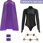 Adult Goth Girl Costume Dark Mage Jumpsuit and Cloak Full Set for Dress-up Party