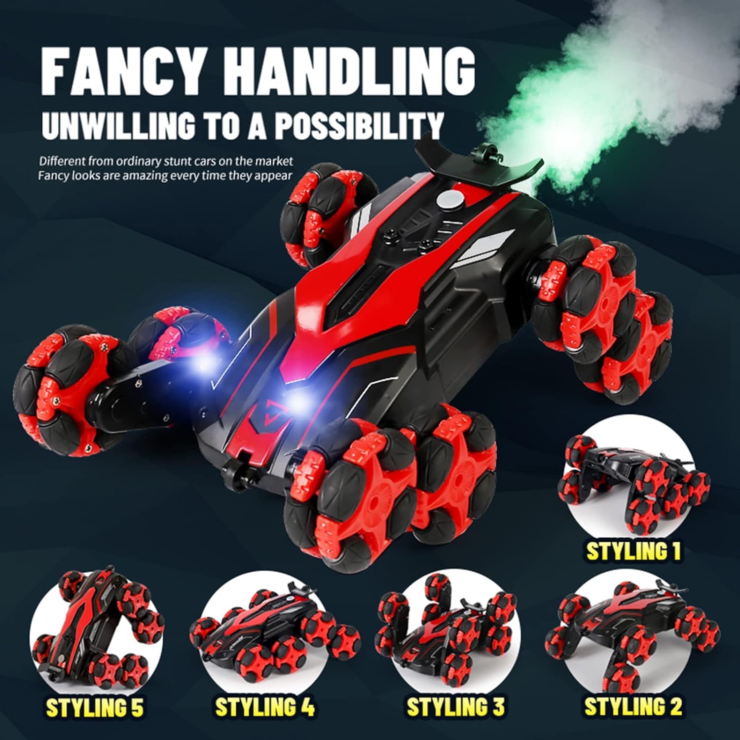 8-Wheel RC Stunt Car Kids Cimbing Toys with 360° Rotation Drift and Dazzling Headlights