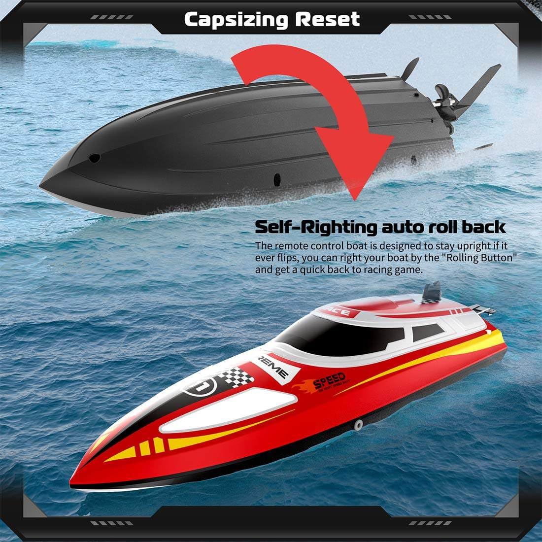 30KM/H Remote Control Boat 2.4G Fast Racing Boat Waterproof With LED Light