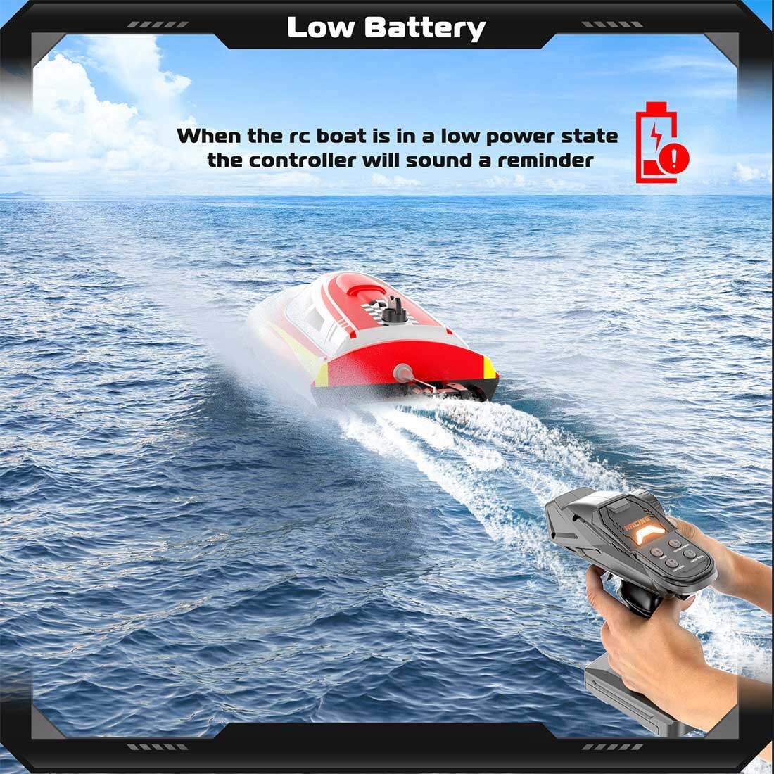 30KM/H Remote Control Boat 2.4G Fast Racing Boat Waterproof With LED Light