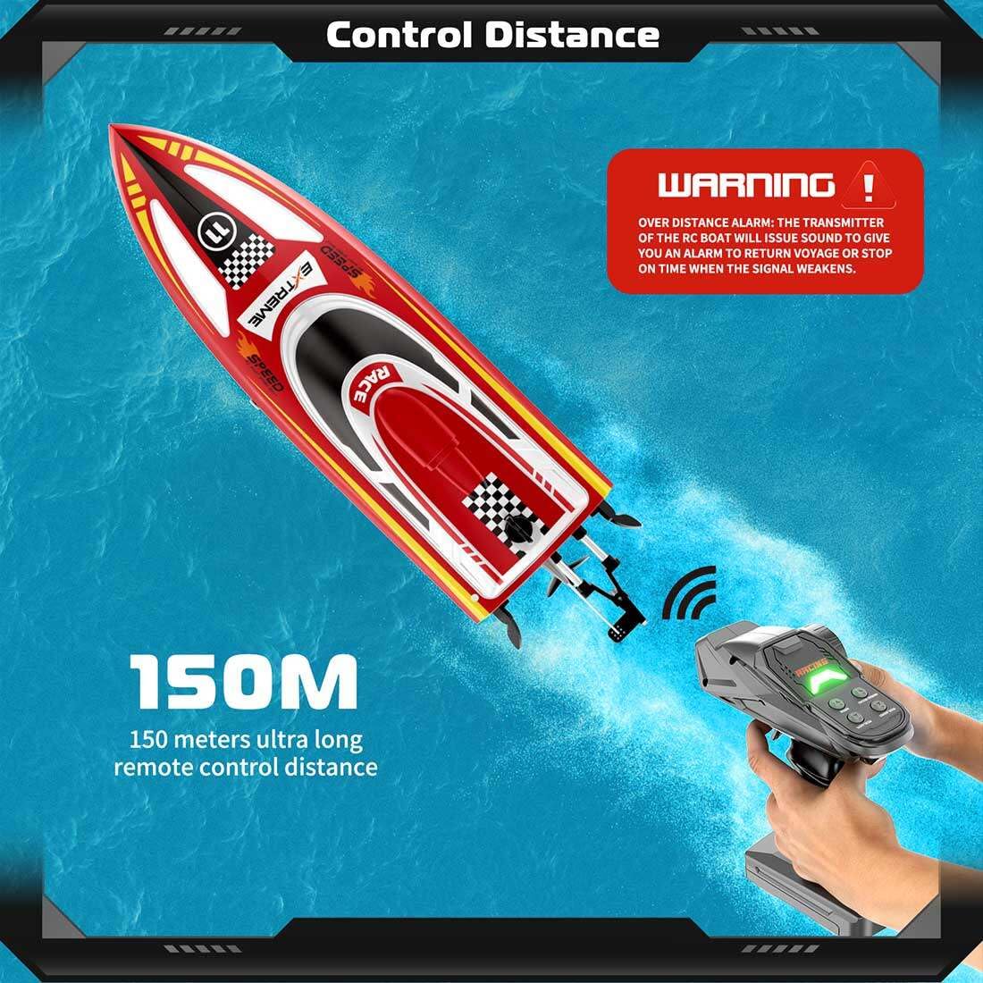 30KM/H Remote Control Boat 2.4G Fast Racing Boat Waterproof With LED Light