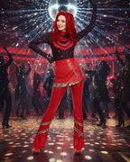 Red Princess Costume Movie 5 Red Shirt PU Leather Skirt with Gloves and Accessories for Cosplay Parties