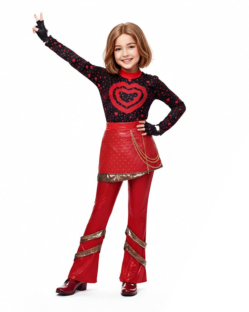 Red Princess Costume Movie 5 Red Shirt PU Leather Skirt with Gloves and Accessories for Cosplay Parties