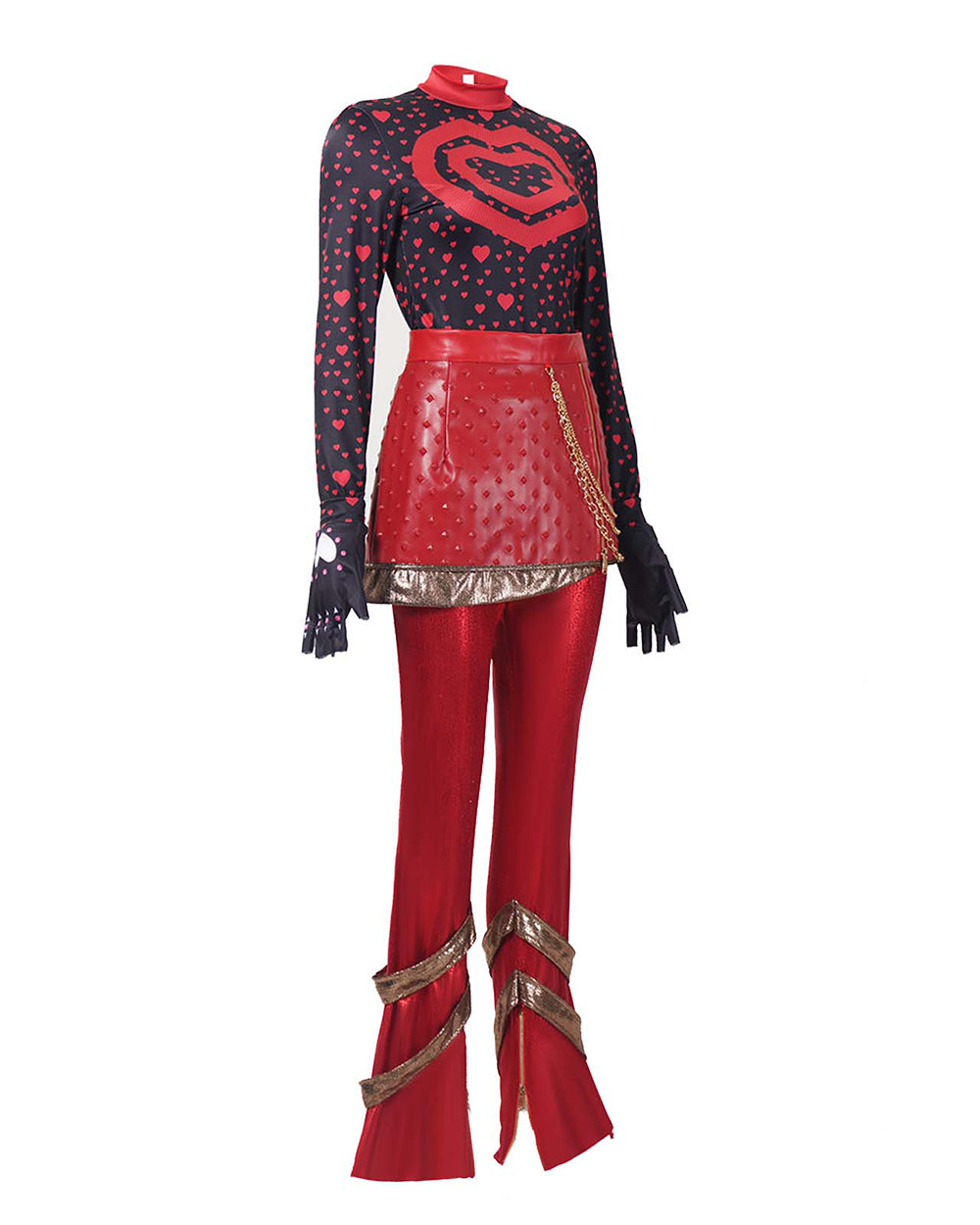 Red Princess Costume Movie 5 Red Shirt PU Leather Skirt with Gloves and Accessories for Cosplay Parties