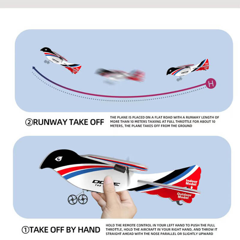 2.4G Remote Control Aircraft 2CH Glider Built-in Gyroscope RC Plane Indoor Outdoor Toy