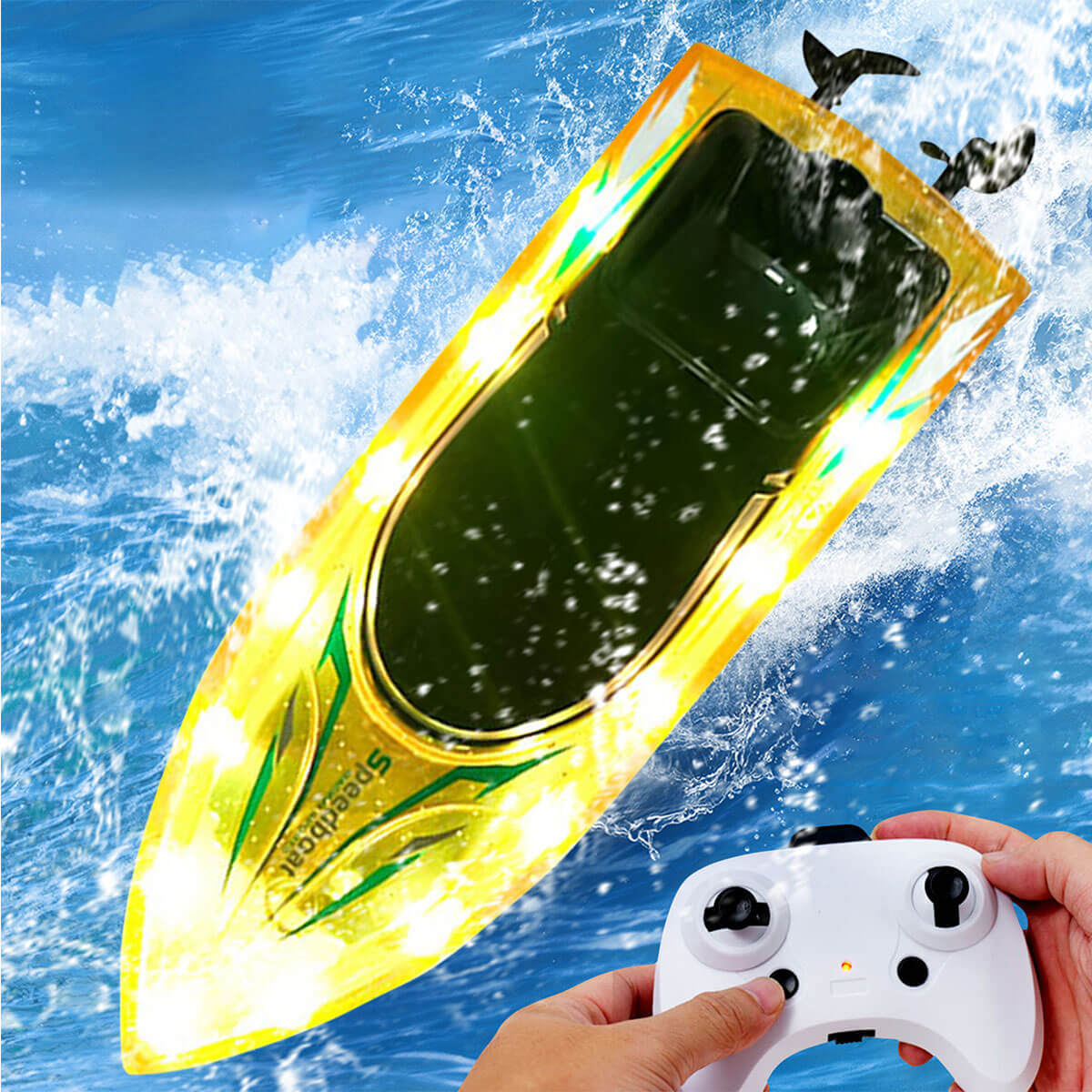 2.4G Remote Control Boat RC Electronic Racing Boat Whole Body Waterproof With LED light