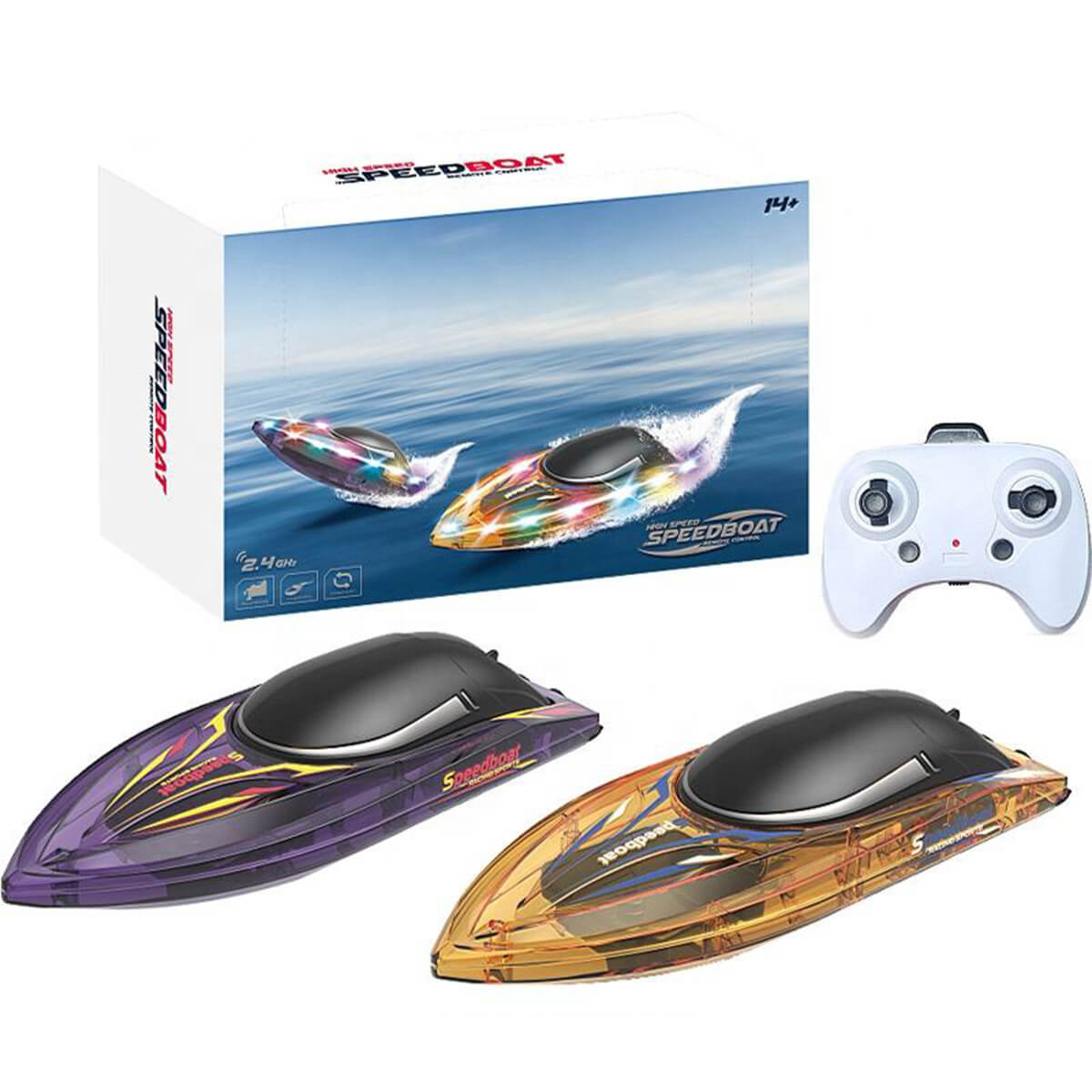 2.4G Remote Control Boat RC Electronic Racing Boat Whole Body Waterproof With LED light