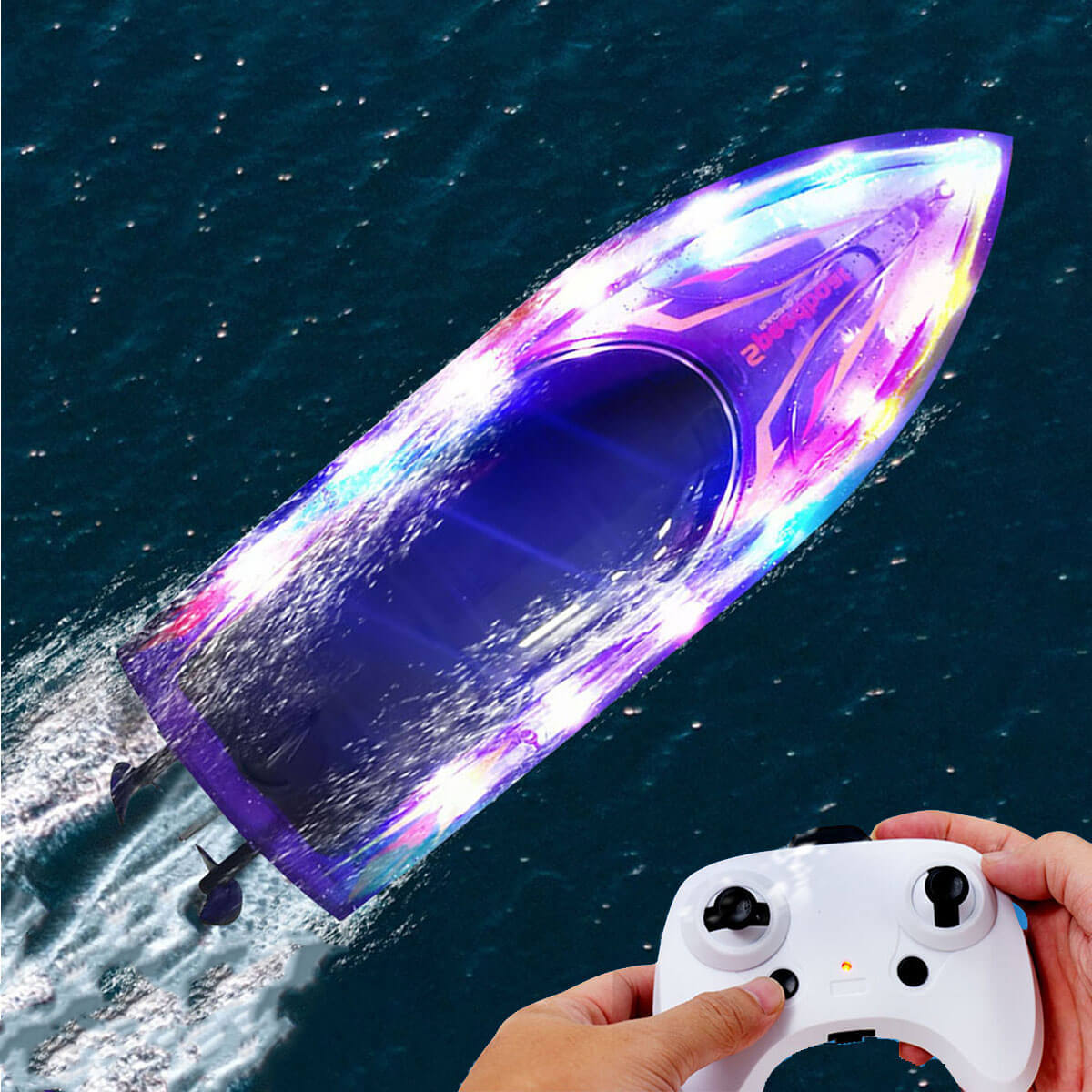 2.4G Remote Control Boat RC Electronic Racing Boat Whole Body Waterproof With LED light