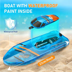 2.4Ghz Remote Control Boat with LED Light Waterproof Racing Boat for Pools & Lakes
