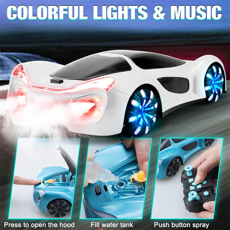 Remote Control Car 4WD Drift Racing Car Dual Remote Control with Light Spray