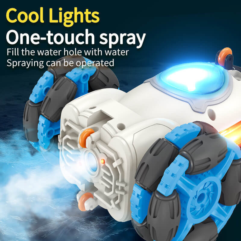 2.4G Remote Control Car Space Rocket Stunt Car Dual Control Spray RC Car with Light