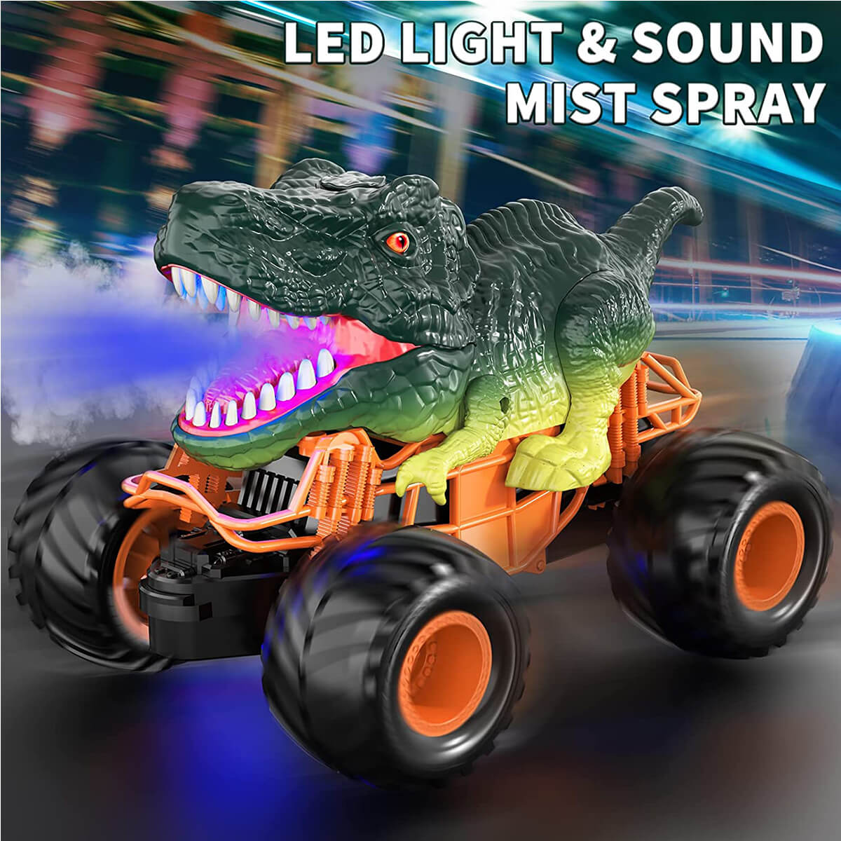 Remote Control Dinosaur Car Kids 2.4Ghz RC Dinosaur Truck Toys with Light Sound Spray Function