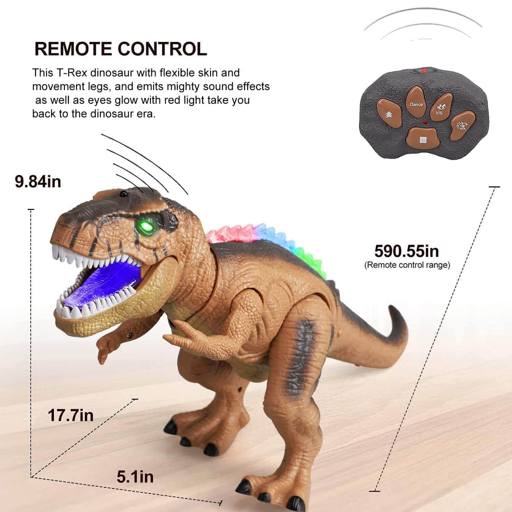 Kids RC Dinosaur Toy Remote Control Dinosaur T-Rex With LED Light Up, Walking & Roaring Realistic Dinosaur Toys