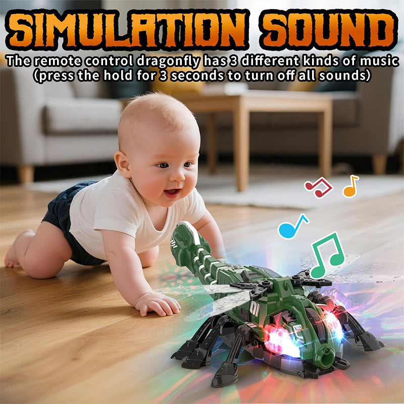 2.4G Remote Control Dragonfly Mechanical Spray Insect with Music and Lights Holiday Toys