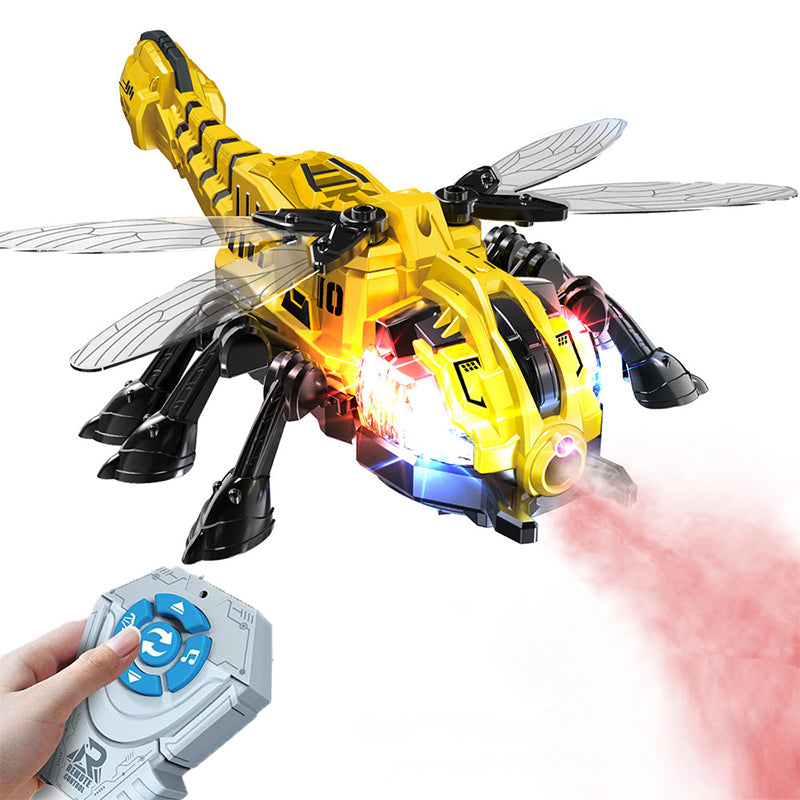 2.4G Remote Control Dragonfly Mechanical Spray Insect with Music and Lights Holiday Toys