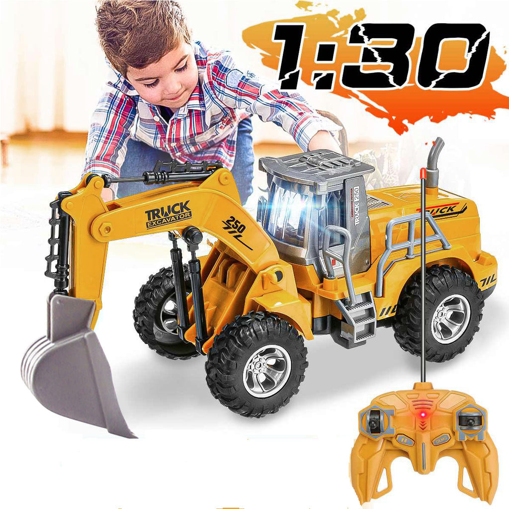 1:30 5 Channels RC Engineering Vehicle with Lights Mini Excavator Bulldozer Road Roller Engineering Truck