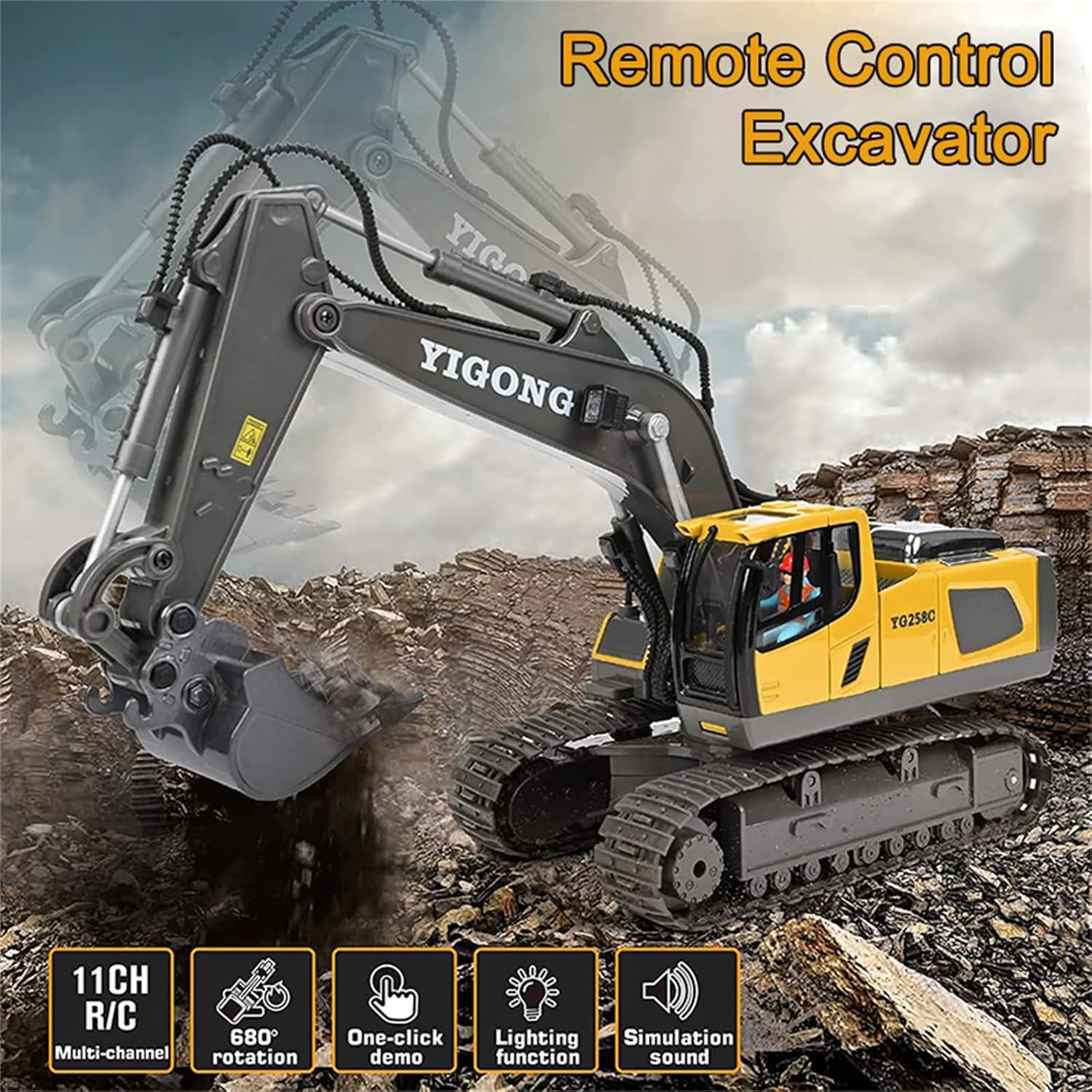 2.4Ghz RC Engineering Car 11CH/9CH Alloy Remote Control Excavator Dump Trucks Bulldozer