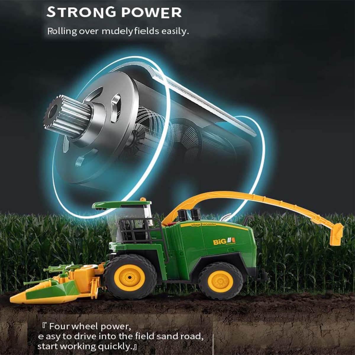 1:24 Remote Control Harvester Vehicle 2.4G RC Electric Four Wheel Farmer Farm Vehicle Kid's RC Car