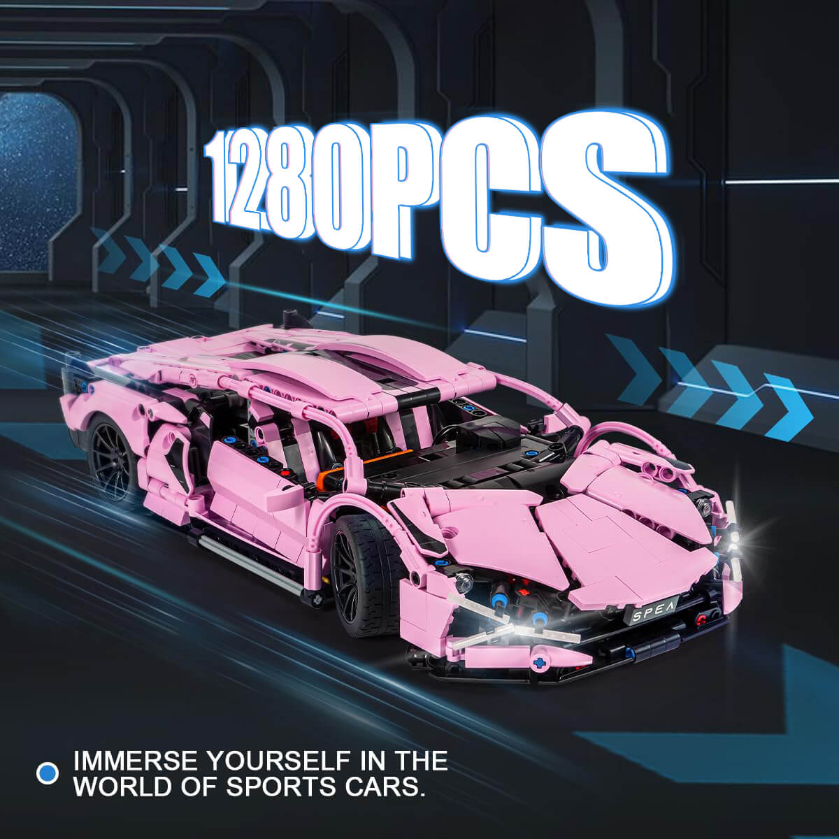 1280 PCS RC Racing Lambo Car 1/14 Remote Control Sports Cars Building Blocks w/ App Remote