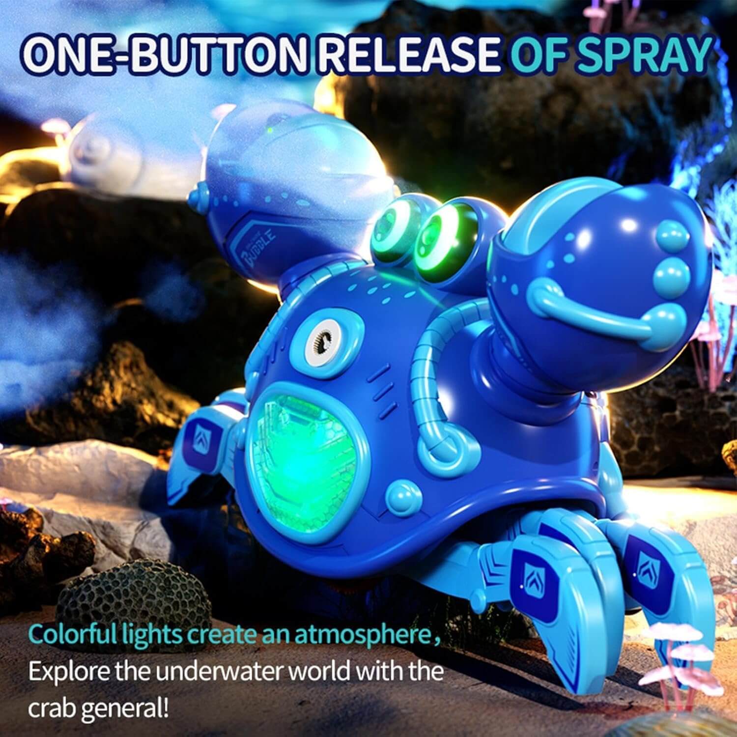 2 IN 1 RC Robot Crab Bubble Machine Toy Multi-Functional RC Crawling Crab with LED Lights Music for Kids Aged 2+