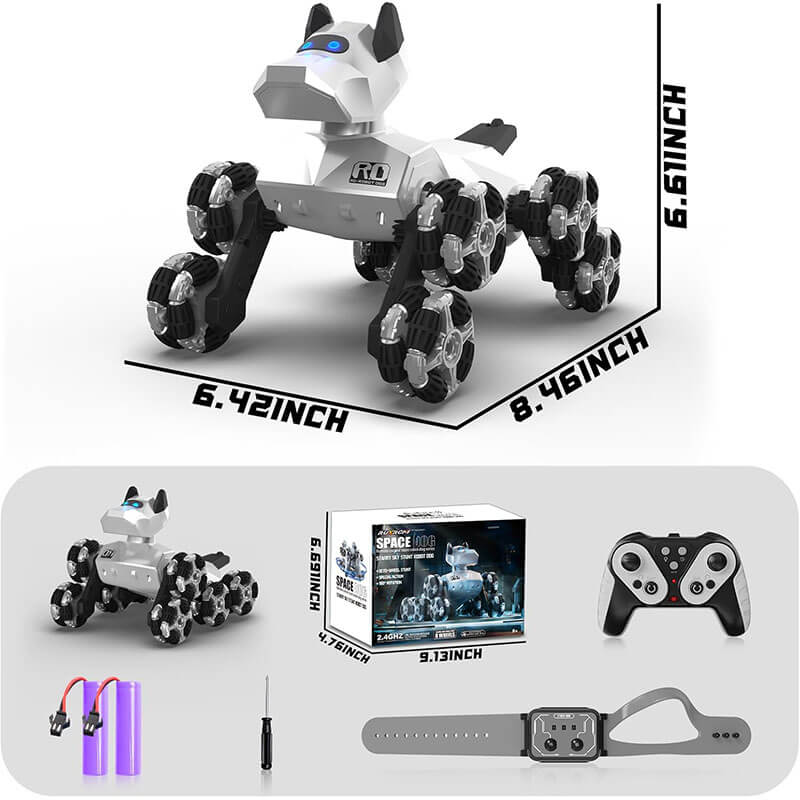 2.4G Remote Control Robot Dog Electric 8WD Stunt RC Cars Climbing Robot Dogs with 2 Rechargeable Batteries