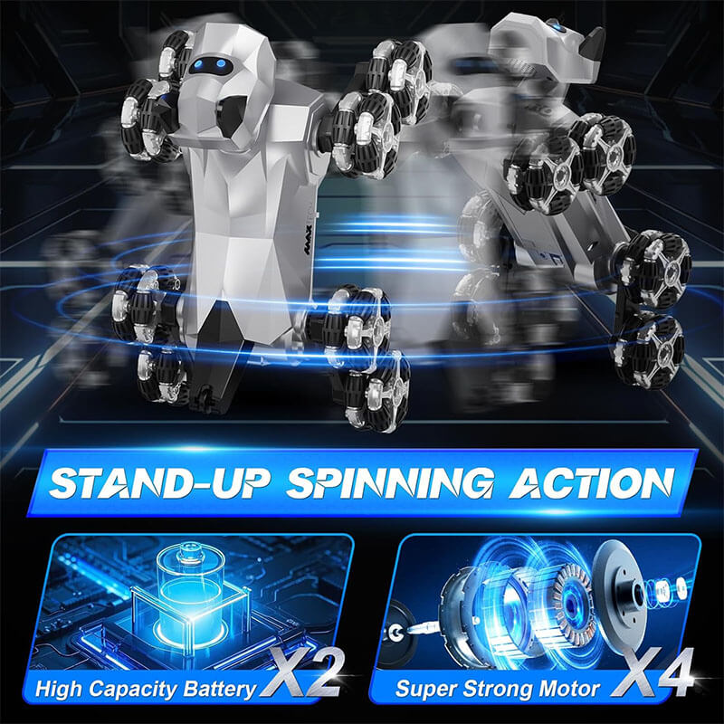 2.4G Remote Control Robot Dog Electric 8WD Stunt RC Cars Climbing Robot Dogs with 2 Rechargeable Batteries