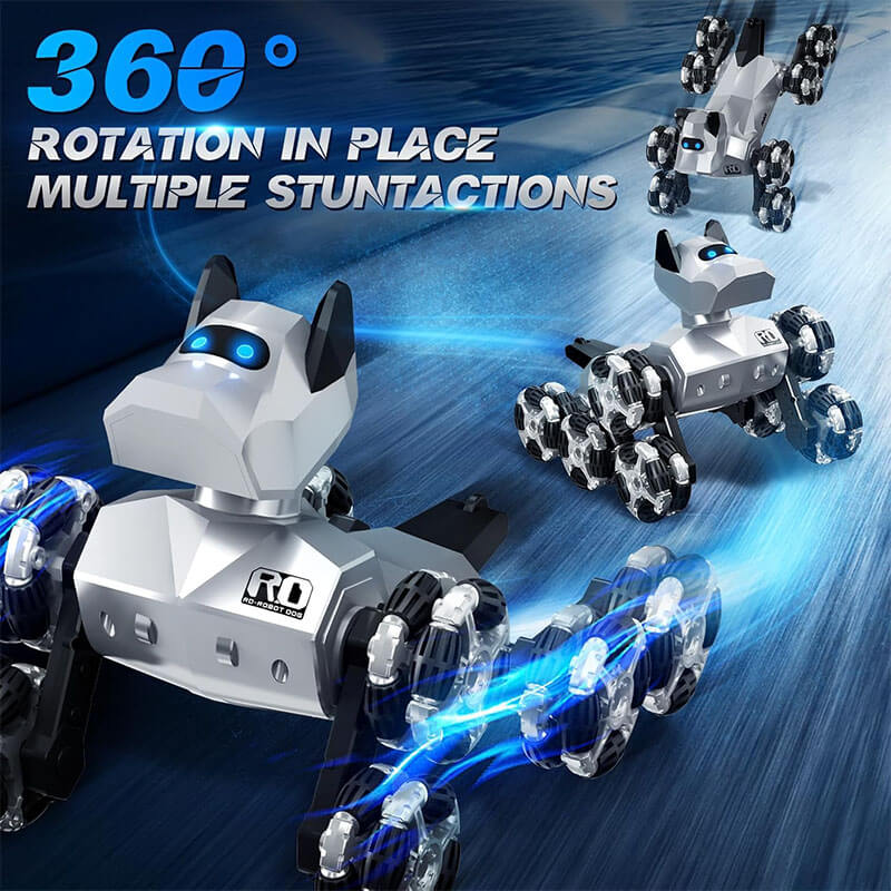 2.4G Remote Control Robot Dog Electric 8WD Stunt RC Cars Climbing Robot Dogs with 2 Rechargeable Batteries