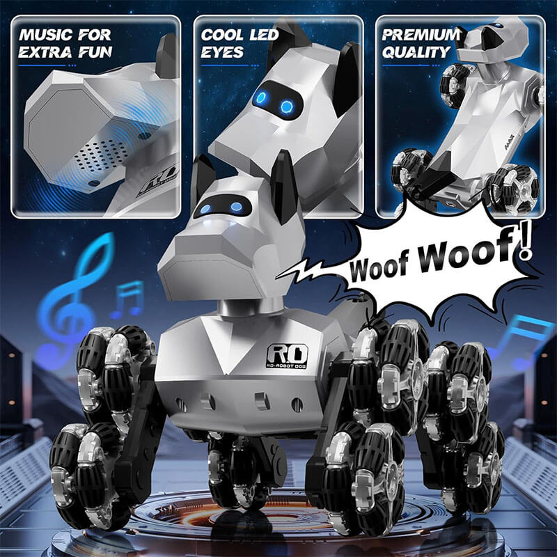 2.4G Remote Control Robot Dog Electric 8WD Stunt RC Cars Climbing Robot Dogs with 2 Rechargeable Batteries