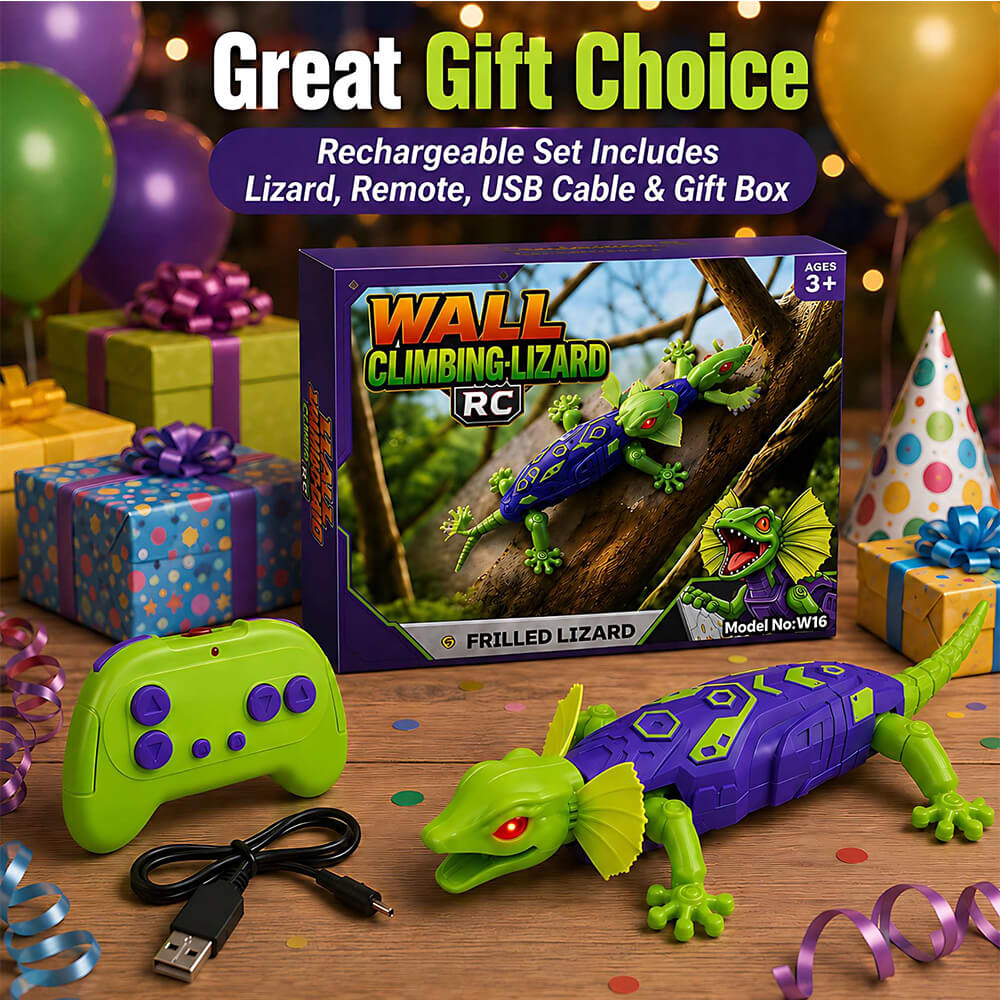 Remote Control Robot Rechargeable RC Wall Climbing Lizard Toy with LED Eyes Best Gift for Kids 3+