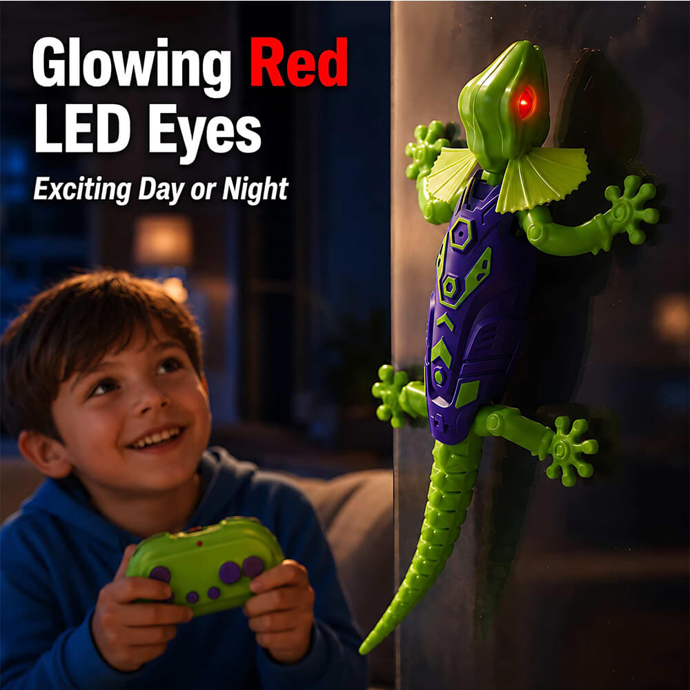 Remote Control Robot Rechargeable RC Wall Climbing Lizard Toy with LED Eyes Best Gift for Kids 3+