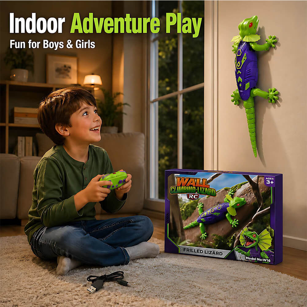 Remote Control Robot Rechargeable RC Wall Climbing Lizard Toy with LED Eyes Best Gift for Kids 3+