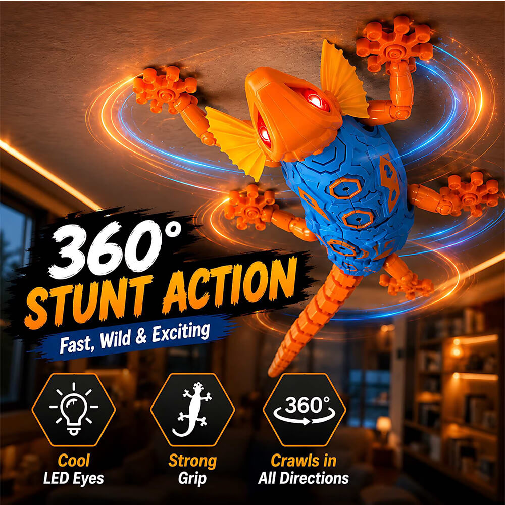 Remote Control Robot Rechargeable RC Wall Climbing Lizard Toy with LED Eyes Best Gift for Kids 3+