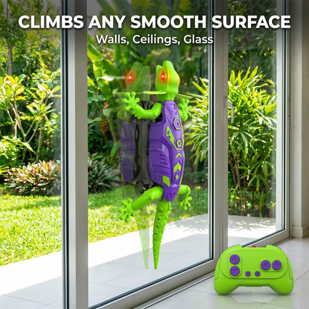 Remote Control Robot Rechargeable RC Wall Climbing Lizard Toy with LED Eyes Best Gift for Kids 3+