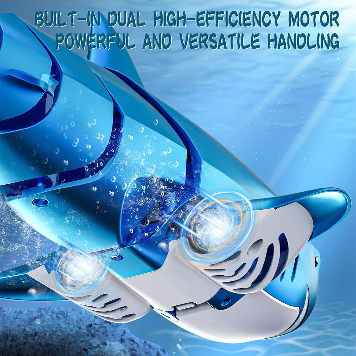2.4Ghz Remote Control Shark 360° Rotation Electric RC Shark Toys with Light & Spray Water for Kids