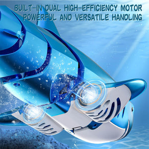 2.4Ghz Remote Control Shark 360° Rotation Electric RC Shark Toys with Light & Spray Water for Kids